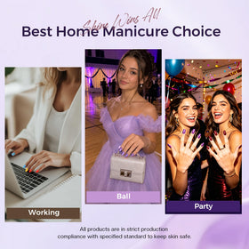 Morovan lifestyle shot with prom dress showing coordinated manicure look