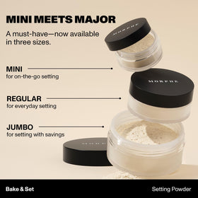 MORPHE powder inside a makeup bag for on-the-go touch-ups and convenience