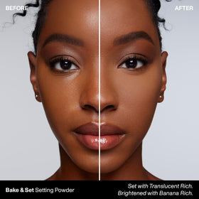 MORPHE close-up of loose powder texture highlighting silky, talc-free finish