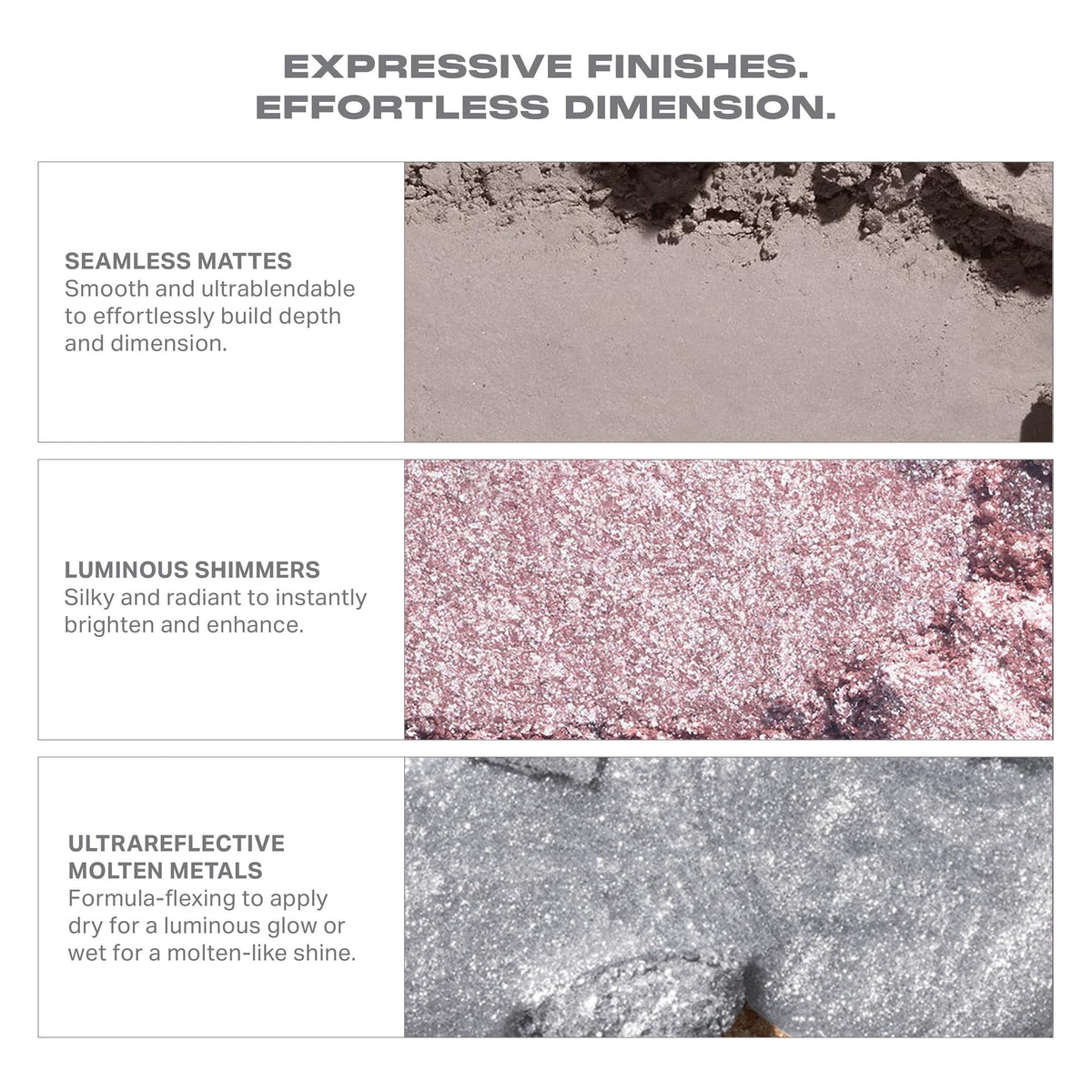 MORPHE swatches on arm displaying pigment payoff and blendable layering benefits