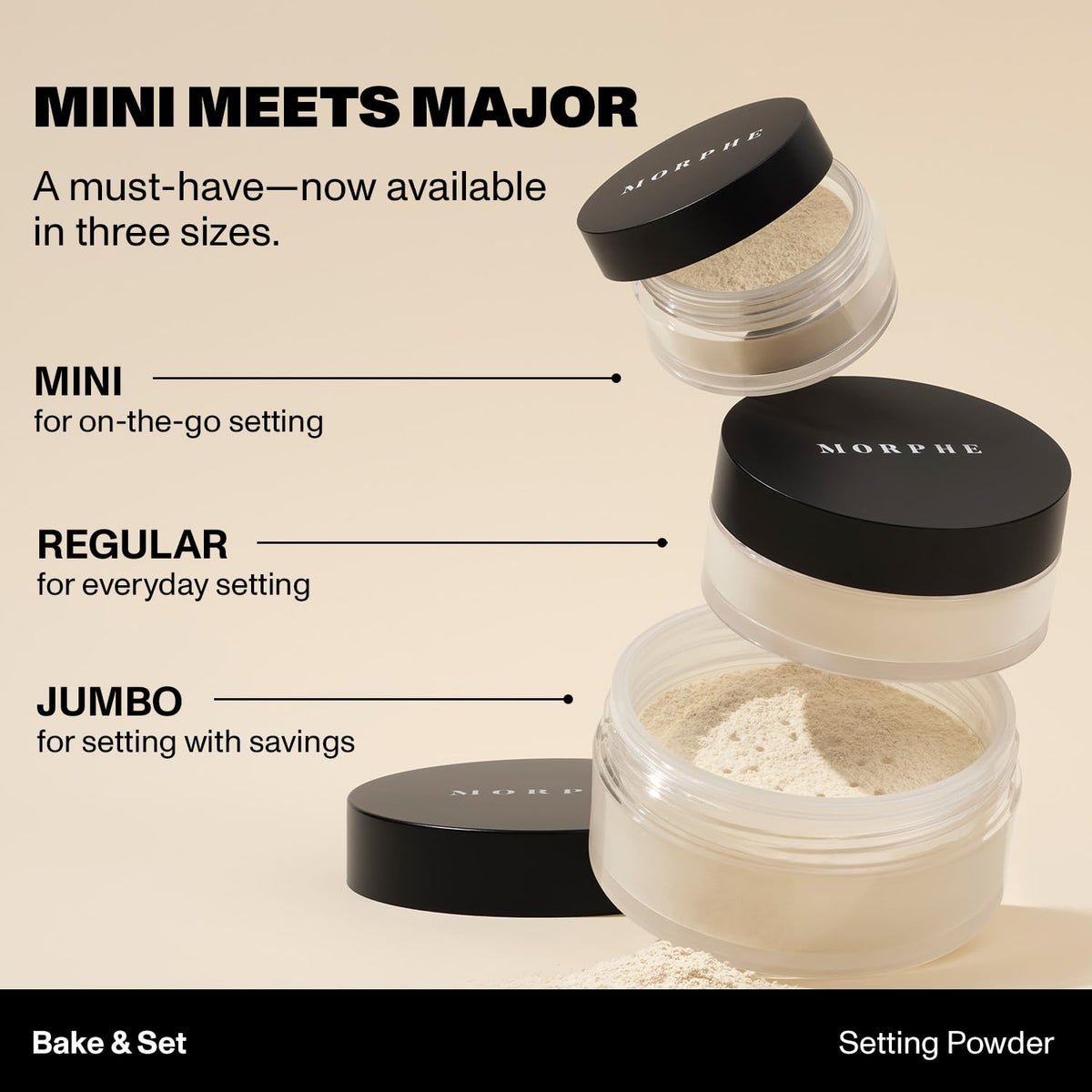 MORPHE powder inside makeup bag for touch-ups on the go
