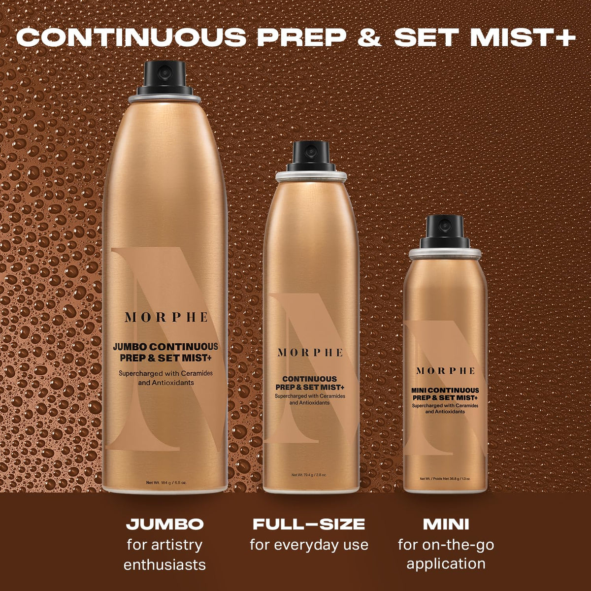 MORPHE spray applied on model giving blended makeup and refreshed finish