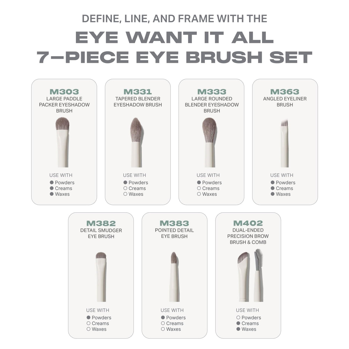MORPHE pan label detail focusing on shade finishes and clear pan names