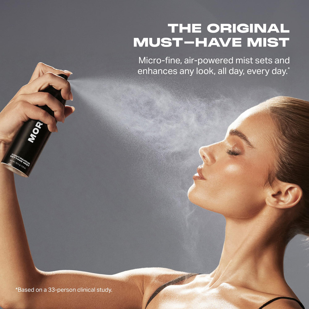 MORPHE pump close-up highlighting continuous spray nozzle and controlled output
