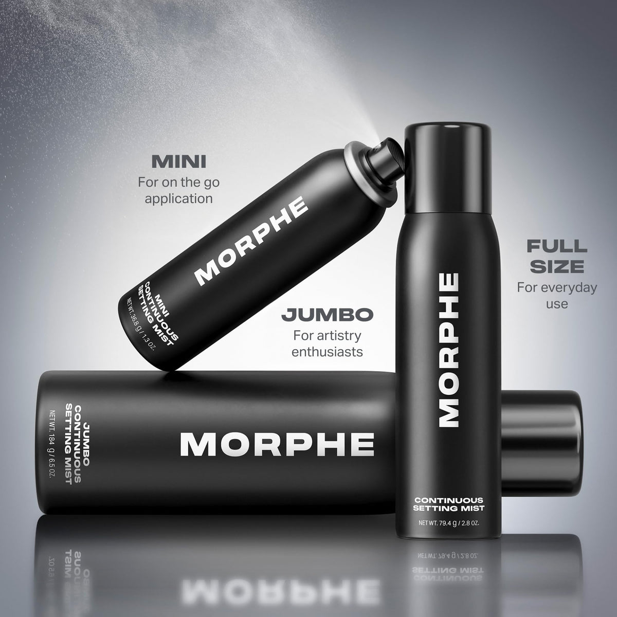 MORPHE bottle in hand for scale showing compact travel-friendly size