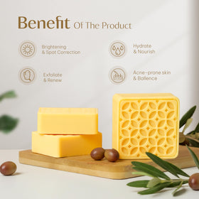 MOSSAI'S BUW soap bar in hand showing travel-friendly size