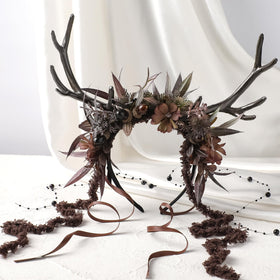 MOSTORY lifestyle forest photoshoot with model wearing headband benefit enhances themed imagery