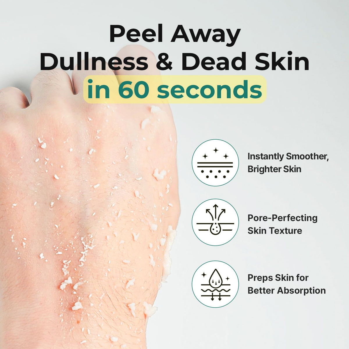MOTHER MADE close-up cellulose beads lifting dead skin for gentle exfoliation