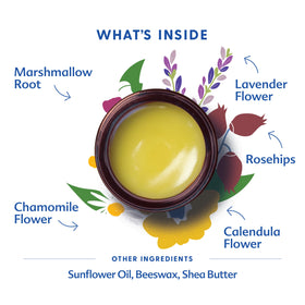 Motherlove ingredient display with herbs and oils highlighting clean formula