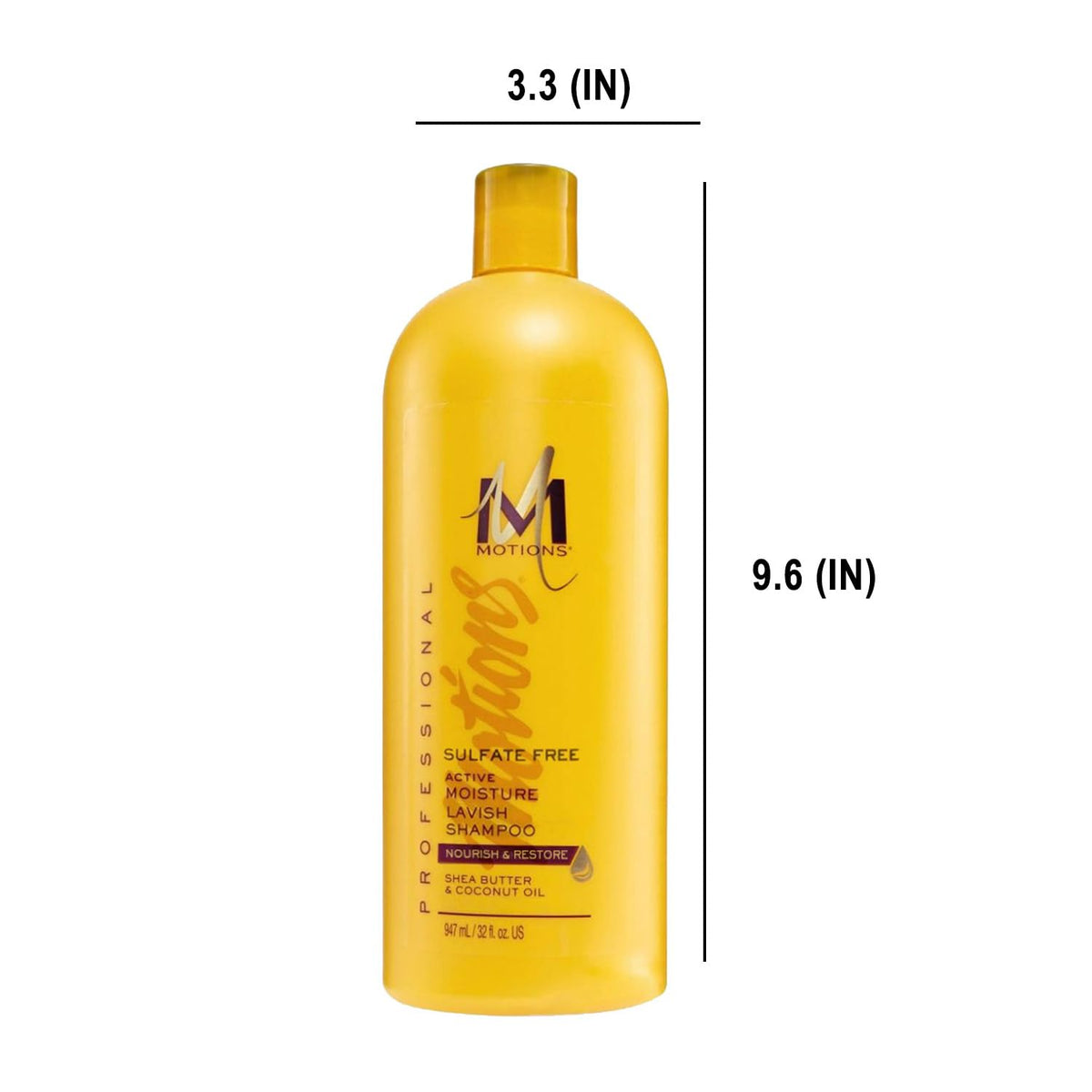 Motions bottle pump dispensing shampoo for easy everyday use