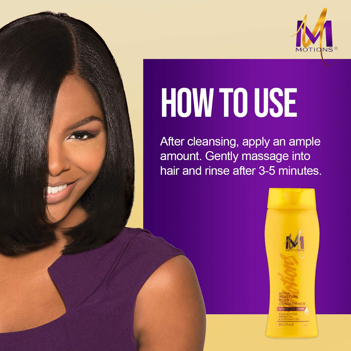 Motions conditioner cream texture closeup showing silky formula for improved softness