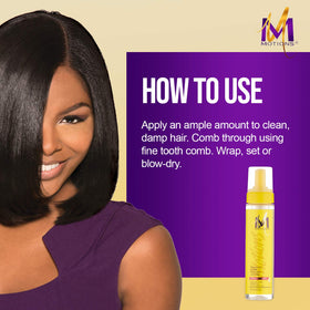 Motions applied to curly hair showing improved definition and shine