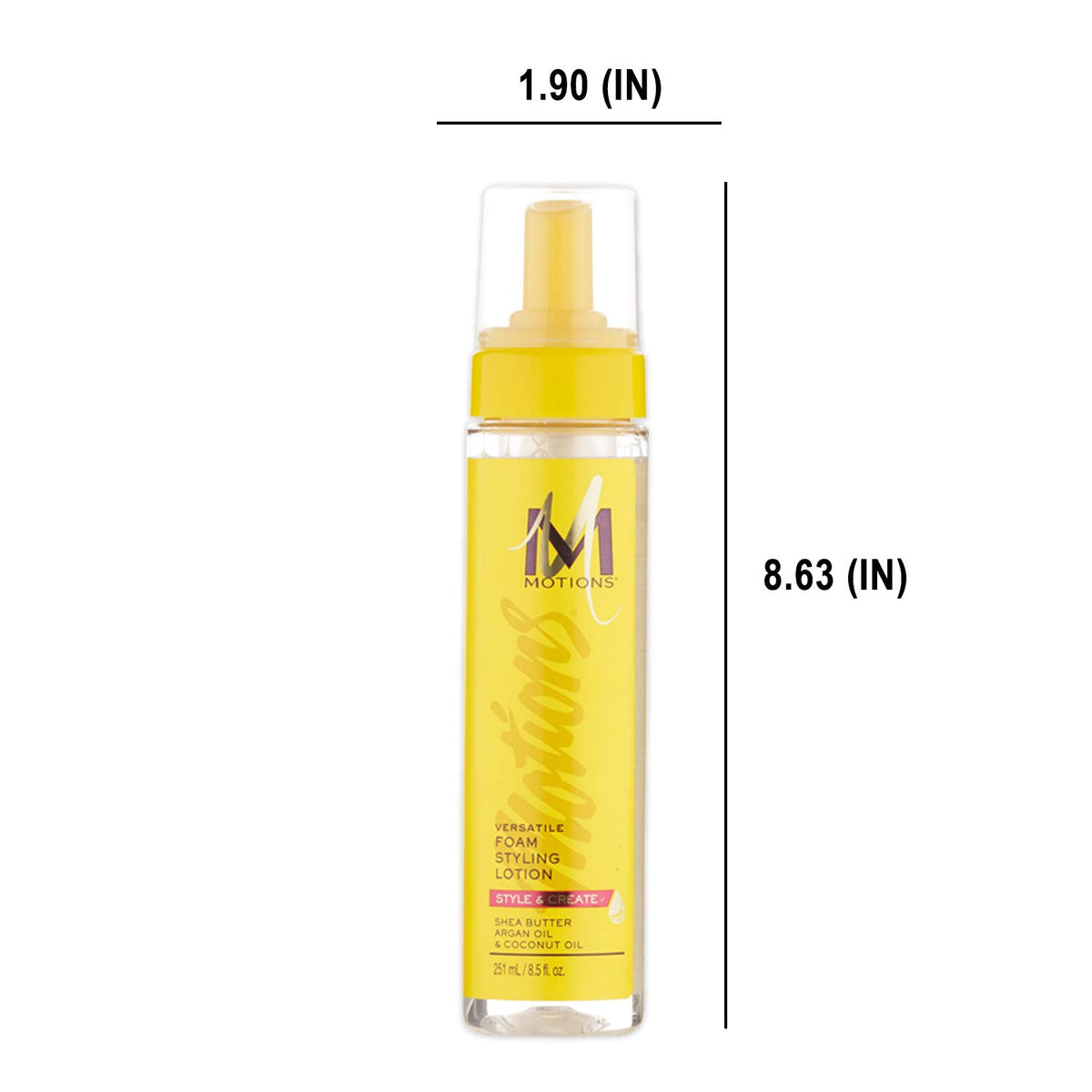 Motions 8.5 oz bottle held for scale demonstrating portable size