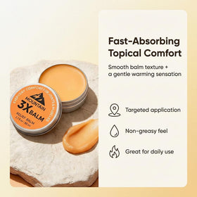 MOUNTAIN 3X open jar close-up revealing smooth balm texture for fast absorption