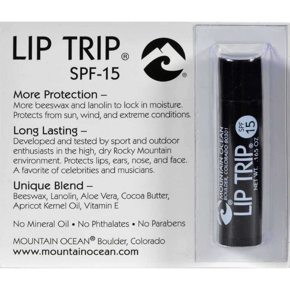 Mountain Ocean front tube showing SPF protection and travel size