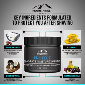 Mountaineer Brand applied to bald scalp showing smooth hydration benefit