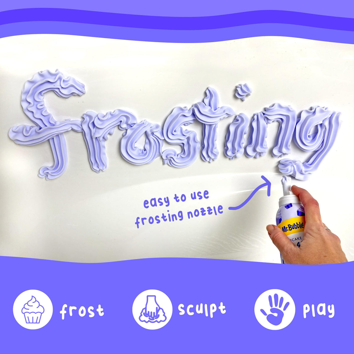 Mr. Bubble foam texture detail demonstrating moldable, floatable foam benefit