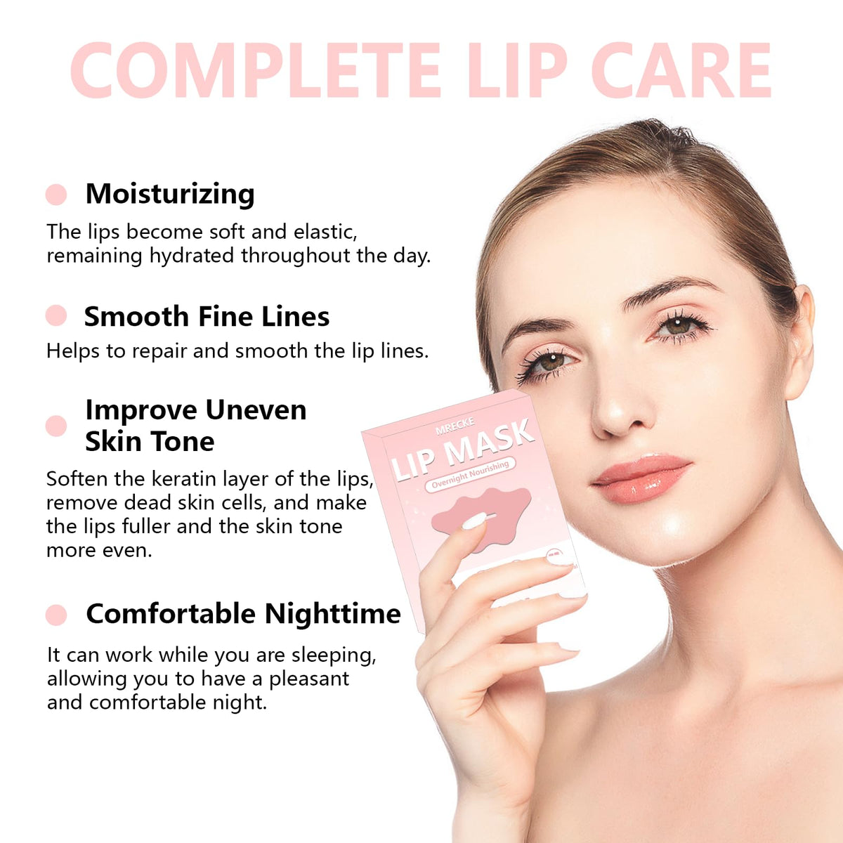 MRECKE lip mask worn overnight showing comfortable fit