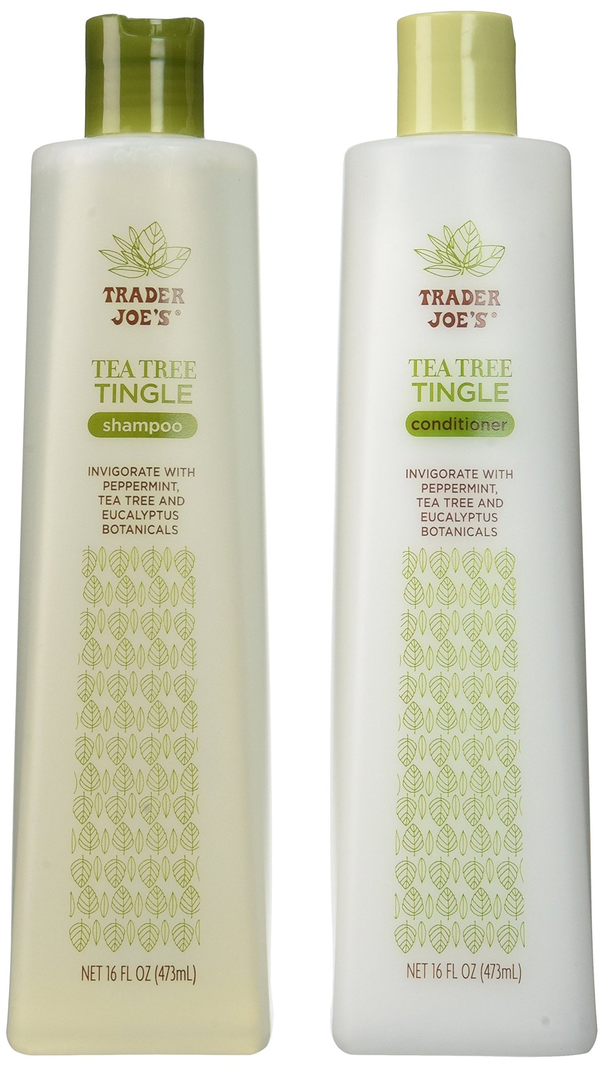 Mroobest front packaging of Trader Joe's Tea Tree Tingle set showing bottles and benefits