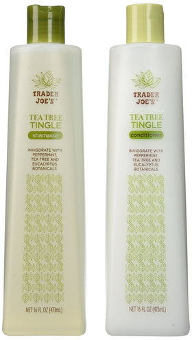 Mroobest front packaging of Trader Joe's Tea Tree Tingle set showing bottles and benefits