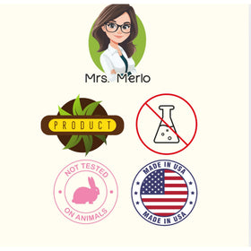 Mrs. Merlo bottle on bathroom shelf showing family-friendly everyday use