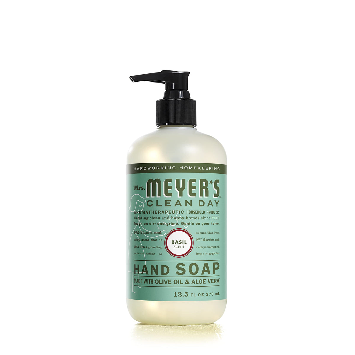 Mrs. MEYER'S Basil bottle by kitchen sink illustrating fresh aroma benefit