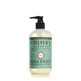 Mrs. MEYER'S Basil bottle by kitchen sink illustrating fresh aroma benefit