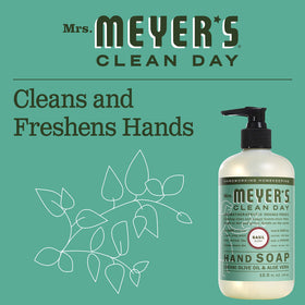 Mrs. MEYER'S ingredients with olive branch emphasizing nourishing olive oil