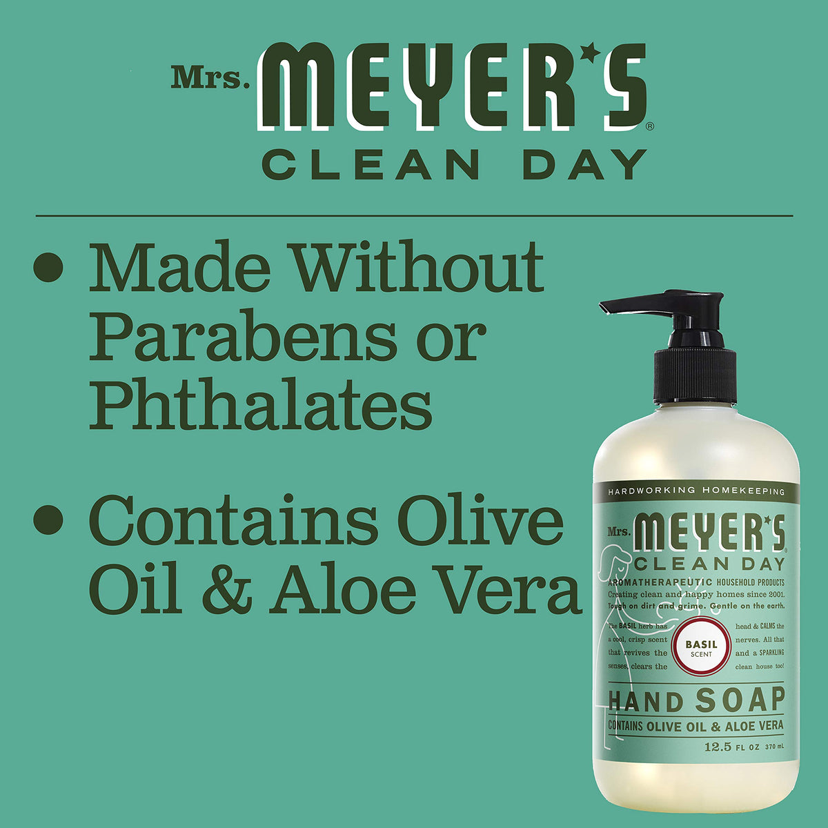 Mrs. MEYER'S bottle on bathroom counter conveying inviting garden scent
