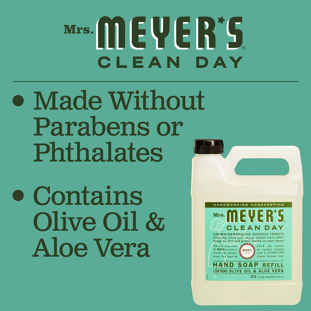 Mrs. Meyer's bottle on bathroom counter suggesting consistent home fragrance