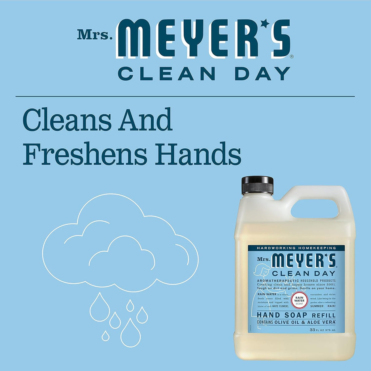 Mrs. MEYER'S pump bottle styled on bathroom vanity creating a fresh atmosphere
