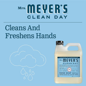 Mrs. MEYER'S pump bottle styled on bathroom vanity creating a fresh atmosphere