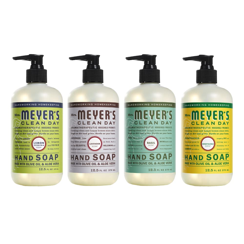 Mrs. MEYER'S front packaging showing four-scent bundle and variety benefit