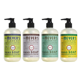 Mrs. MEYER'S front packaging showing four-scent bundle and variety benefit