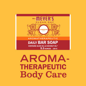 Mrs. MEYER'S bar producing thick foam on hand, demonstrating effective cleansing benefit