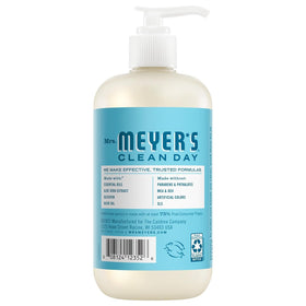 Mrs. MEYER'S hand soap pump close-up highlighting Dewdrop scent and gentle moisturizing