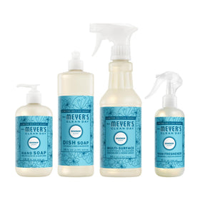 Mrs. MEYER'S variety pack front packaging shows all four Dewdrop products and convenience