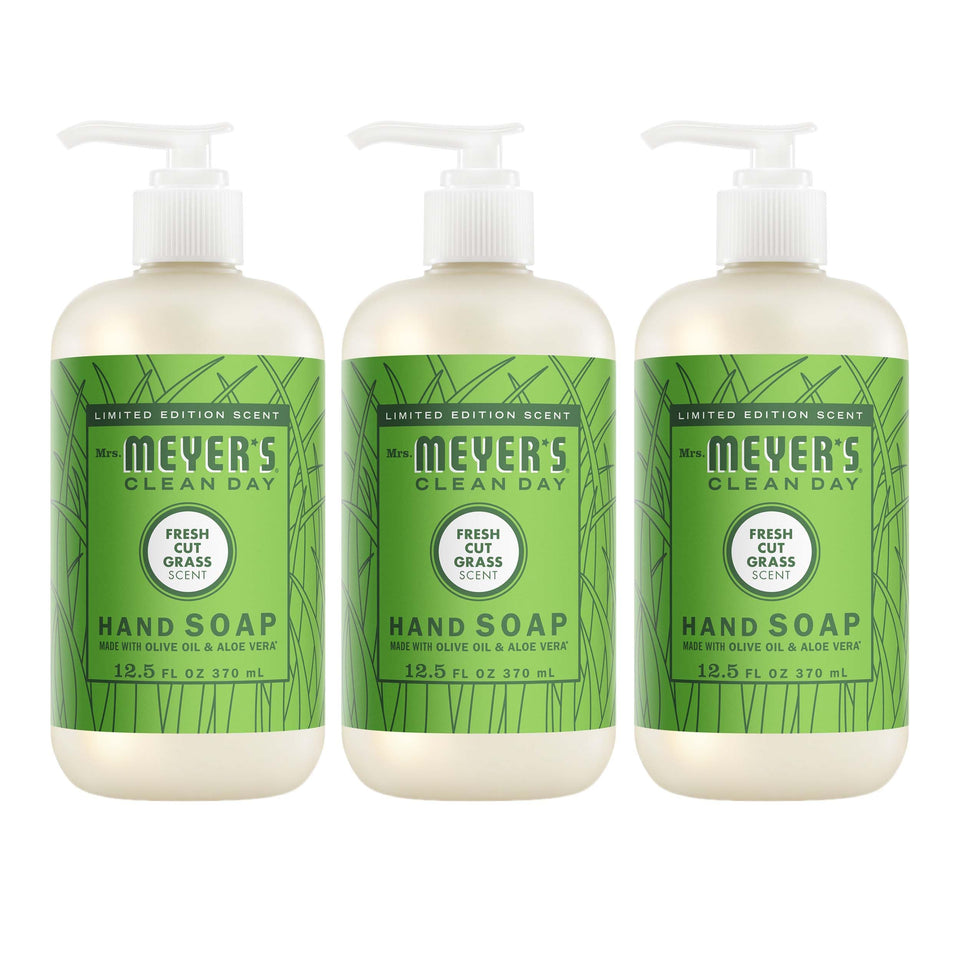 Mrs. MEYER'S bottle front packaging showing scent and size, clear labeling benefits