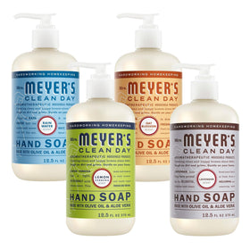 Mrs. MEYER'S front packaging bundle showcasing festive bottles and scents for easy hosting