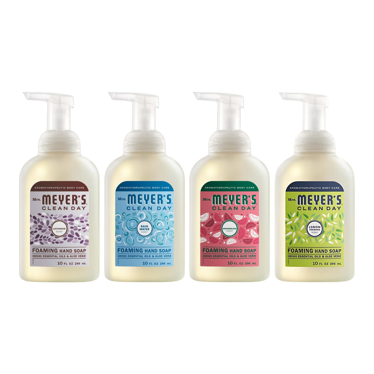 Mrs. Meyer's four-bottle pack front view showing variety and convenience