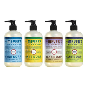 Mrs. MEYER'S front pack showing four scent bottles and visual variety benefit