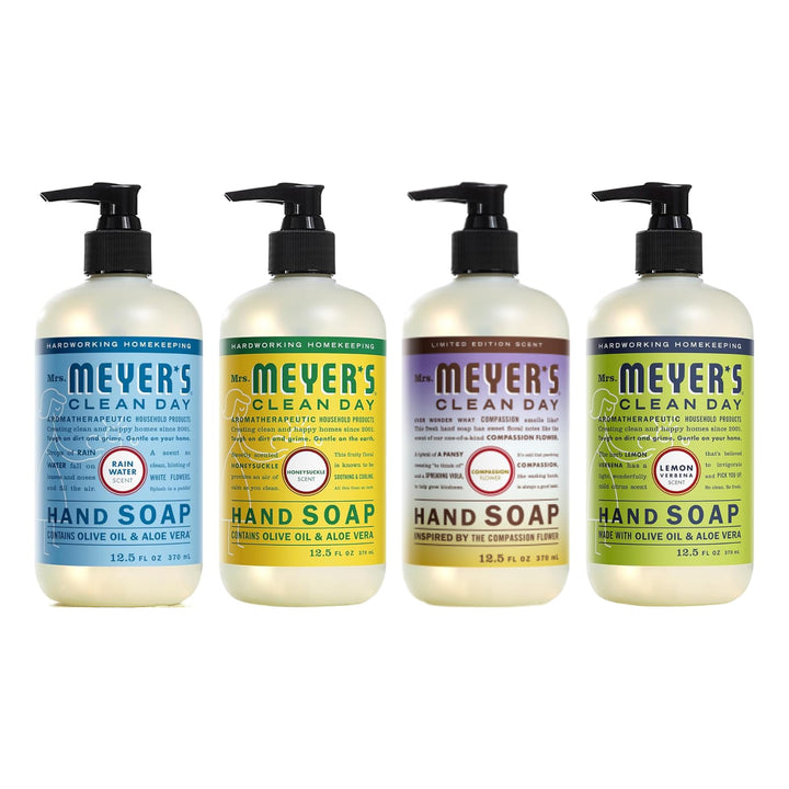 Mrs. MEYER'S front pack showing four scent bottles and visual variety benefit