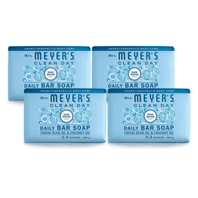 Mrs. Meyer's front packaging showing Rain Water scent and recycled wrap benefits