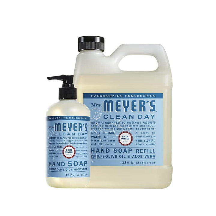 Mrs. MEYER'S front packaging showing Rainwater set and scent freshness