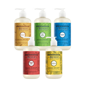 Mrs. MEYER'S front packaging showing all five bottles and bright labels, enhancing gift appeal