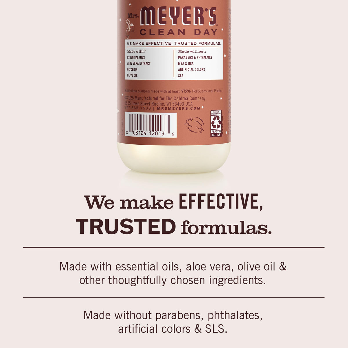 Mrs. MEYER'S three bottles lined up showing 3-pack convenience and value benefit