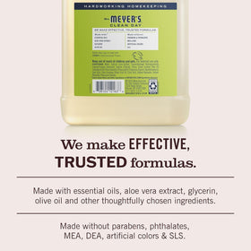 Mrs. MEYER'S hand soap lather close-up showing gentle foam and softening benefits