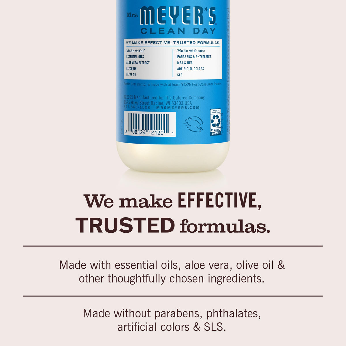 Mrs. MEYER'S hands lathering with Blueberry soap, gentle moisturizing performance