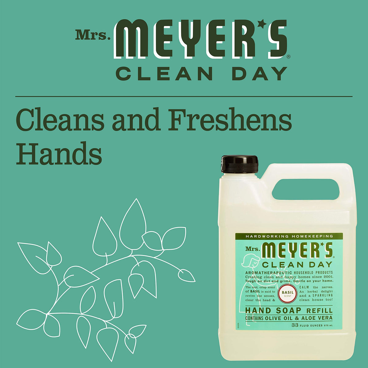 Mrs. MEYER'S refills staged at a kitchen sink showing fresh scents for everyday use