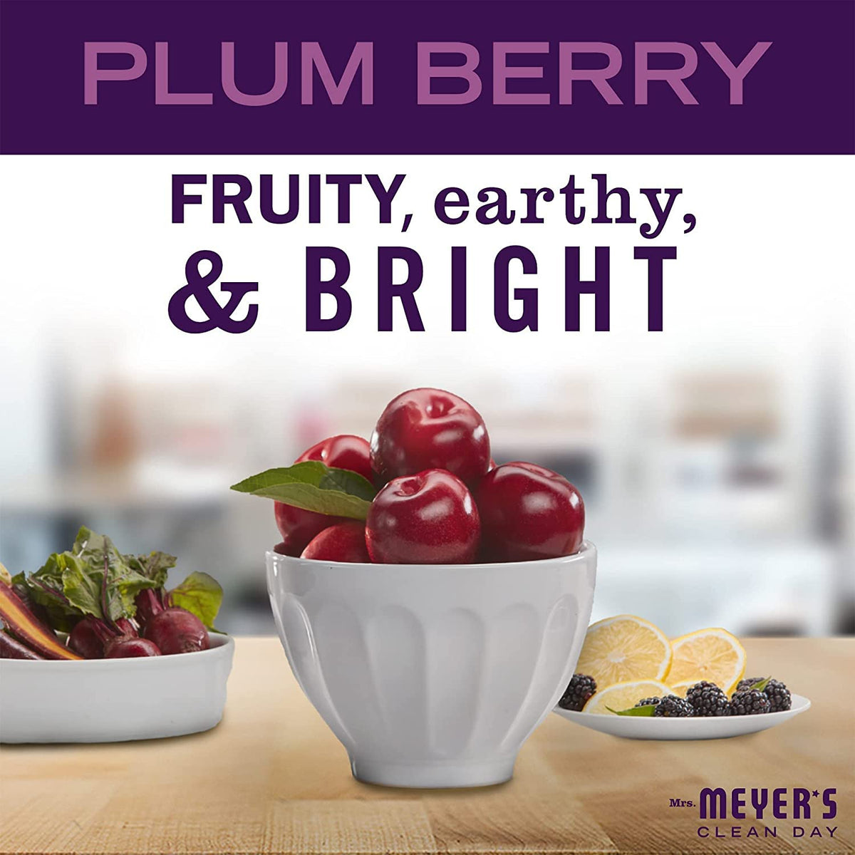 Mrs. MEYER'S product label close-up listing olive oil, aloe vera, and cruelty-free seal